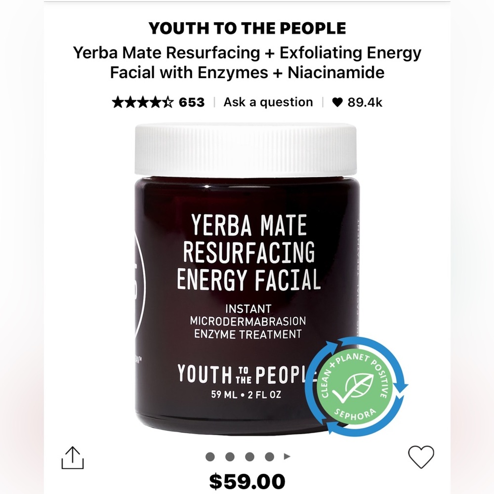Youth to the People Yerba Mate Resurfacing + Exfoliating Energy Facial